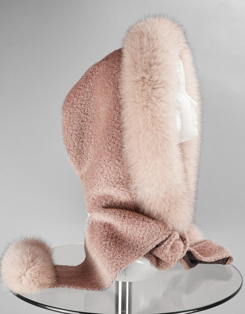 Hood with Fur Trim- Pink / Pink