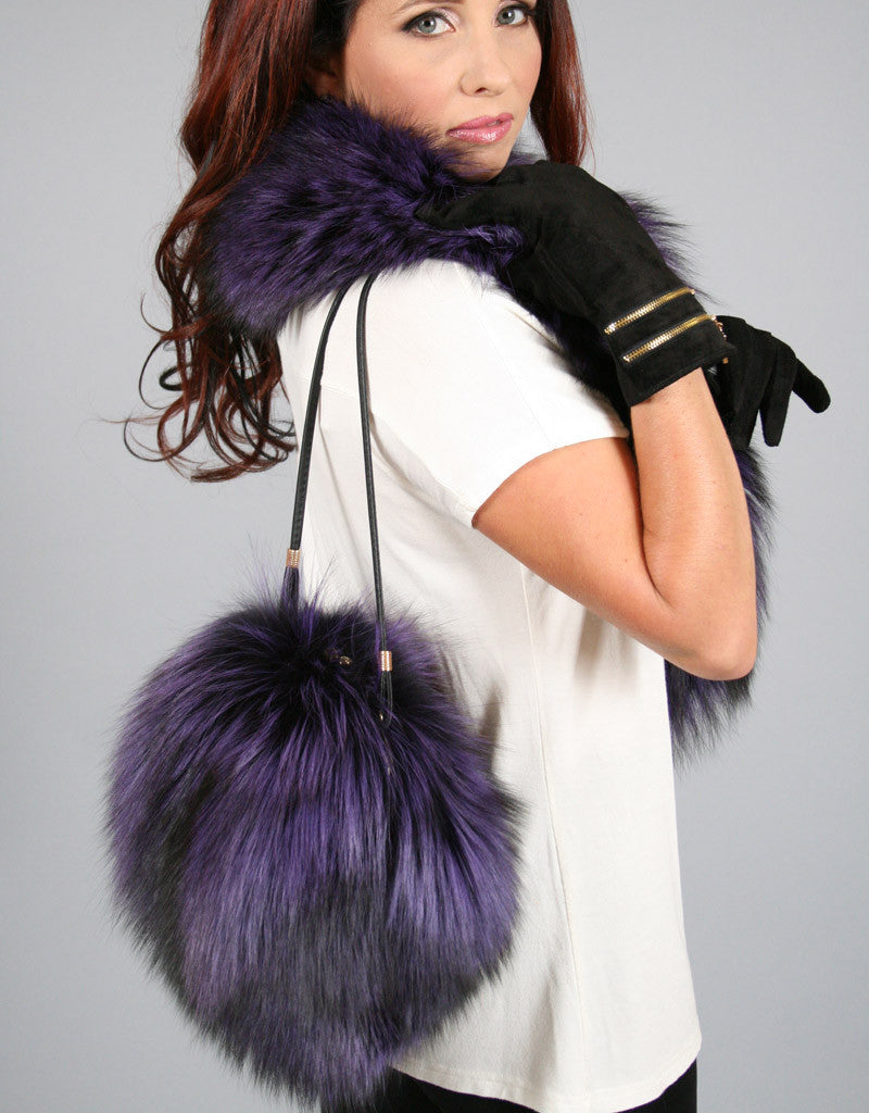 Forever Elegant Purse Muff- Purple Dyed Silver