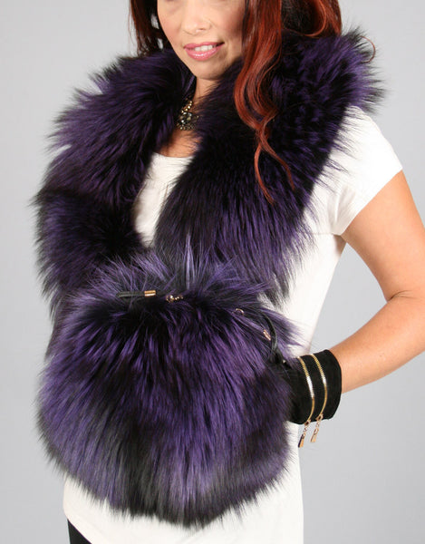 Forever Elegant Purse Muff- Purple Dyed Silver