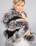 Petite Cashmere Cape - Black/ Silver