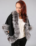 Petite Cashmere Cape - Black/ Silver