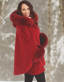 Hooded One Button Cape- Red