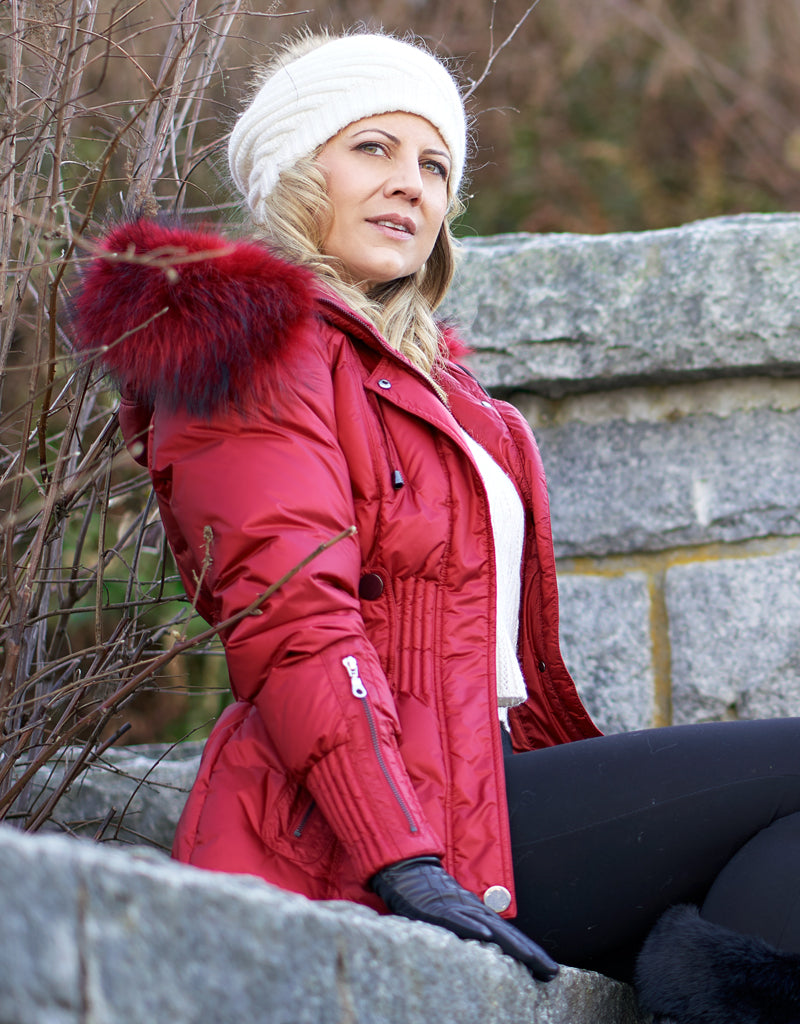 Belted Sporty Jacket-Red