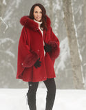 Hooded One Button Cape- Red