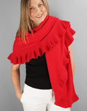 Beautiful Cashmere Ruffle Shawl- Cherry Red