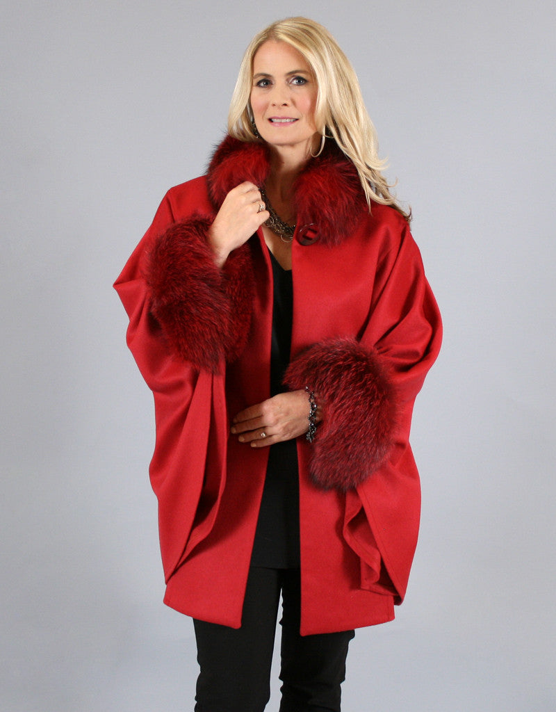 Cashmere Mandarin Collar Cape- Black