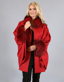 Cashmere Mandarin Collar Cape- Black