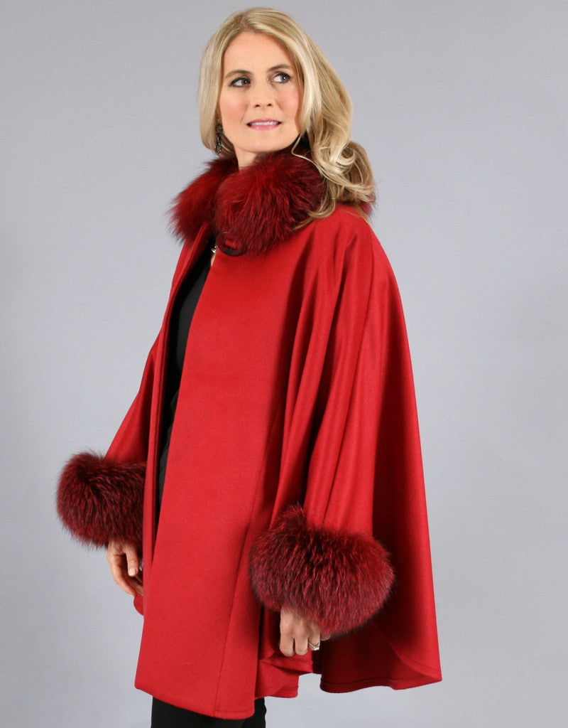 Cashmere Mandarin Collar Cape- Black