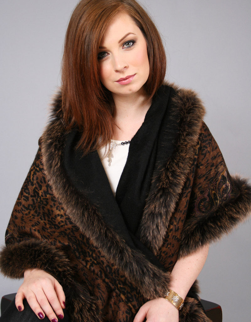 Printed Cashmere Shawl-Beige/ Blush