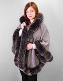 Full Band Hooded Alpaca Cape- Silver