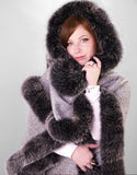 Full Band Hooded Alpaca Cape- Silver