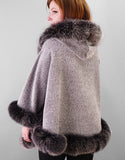 Full Band Hooded Alpaca Cape- Silver