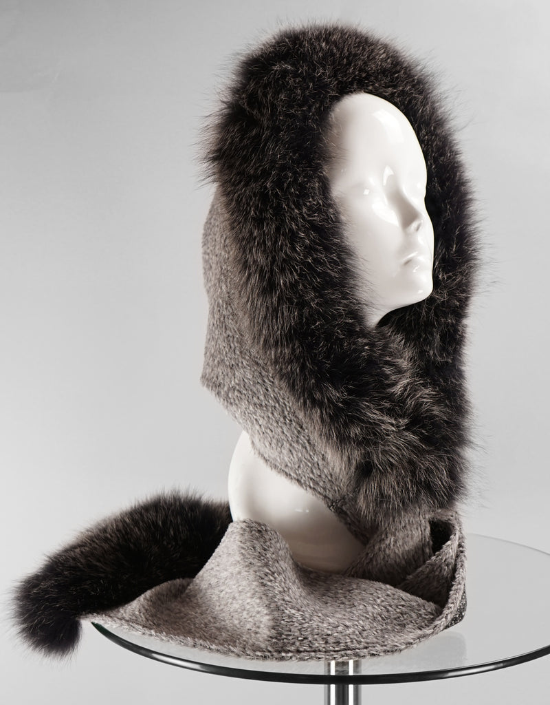 Hood with Fur Trim- Silver