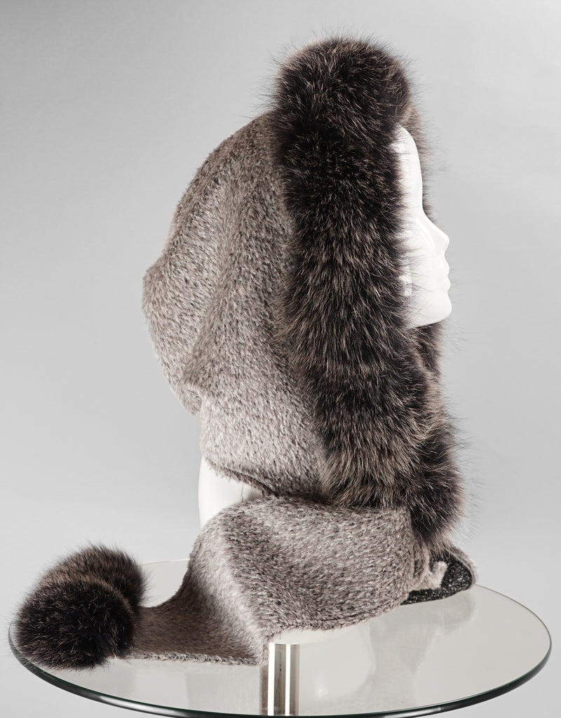 Hood with Fur Trim- Silver