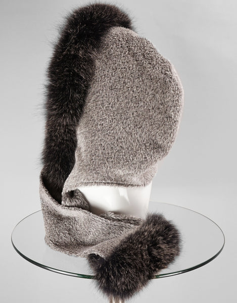 Hood with Fur Trim- Silver