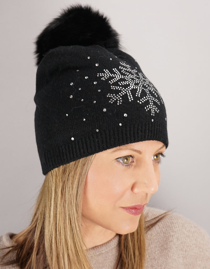 Snowflake Hat- Black