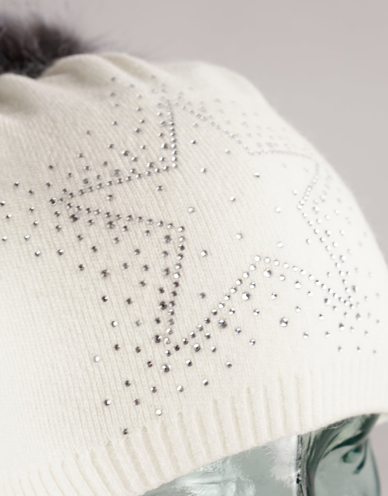 Sparkle Star Tucked Toque- White
