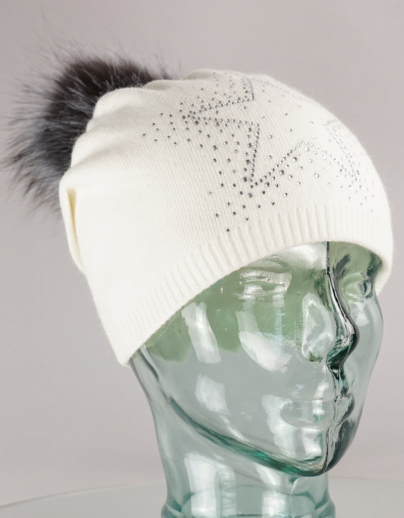 Sparkle Star Tucked Toque- White