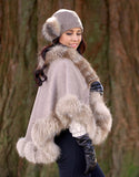 Petite Cashmere Cape - Taupe Amber