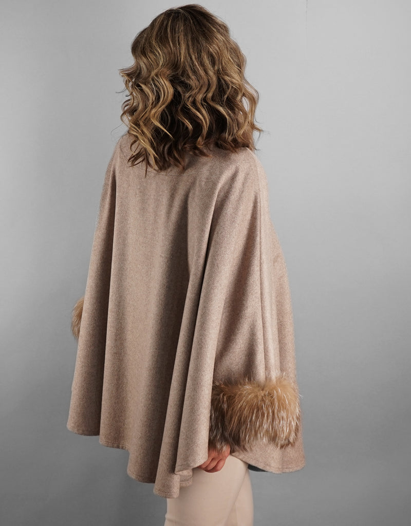 Loro Piana Mandarin Collar Cape- Mocha