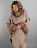 Loro Piana Mandarin Collar Cape- Mocha