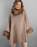 Loro Piana Mandarin Collar Cape- Mocha