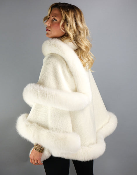 Alpaca Blend Medium Cape- Off White