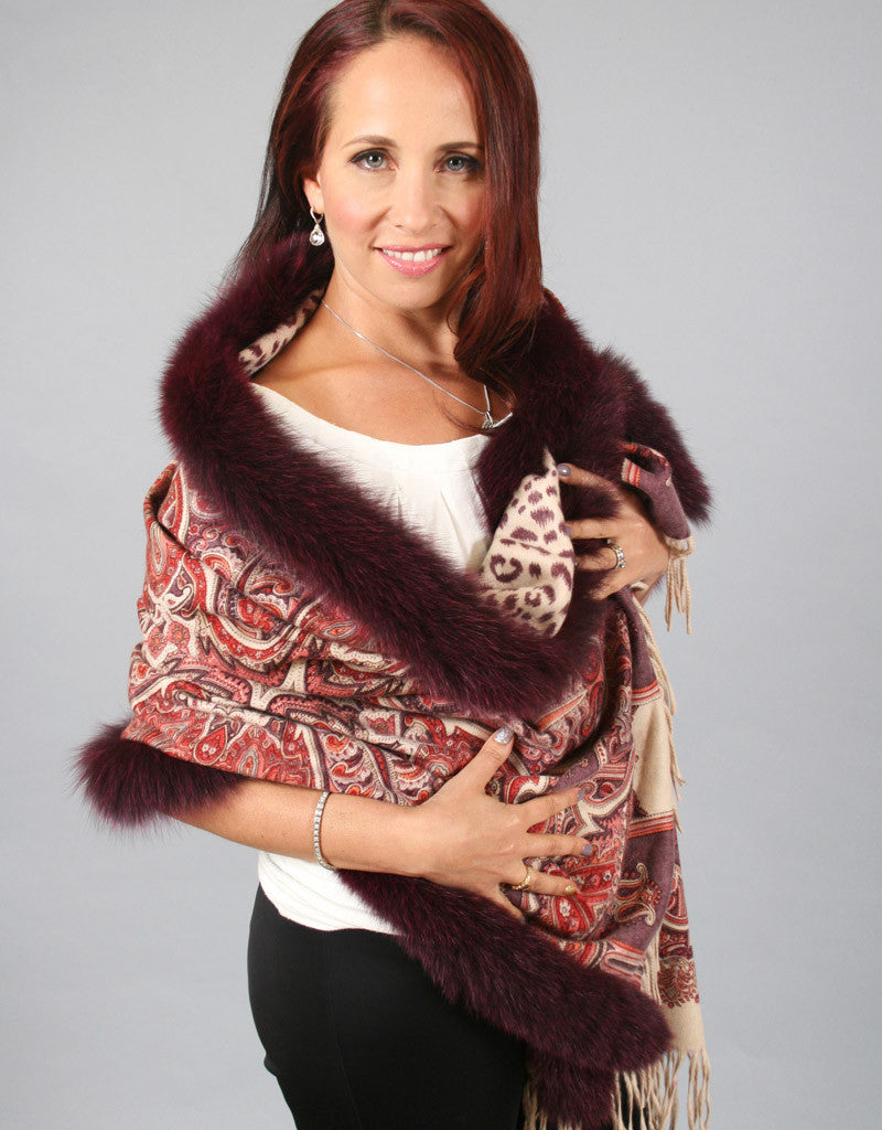 Printed Cashmere Shawl-Marble/ Black Snow